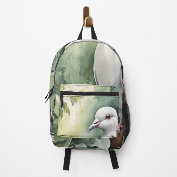Item preview, Pigeon in green forest watercolor painting  designed and sold by shokA Design.
