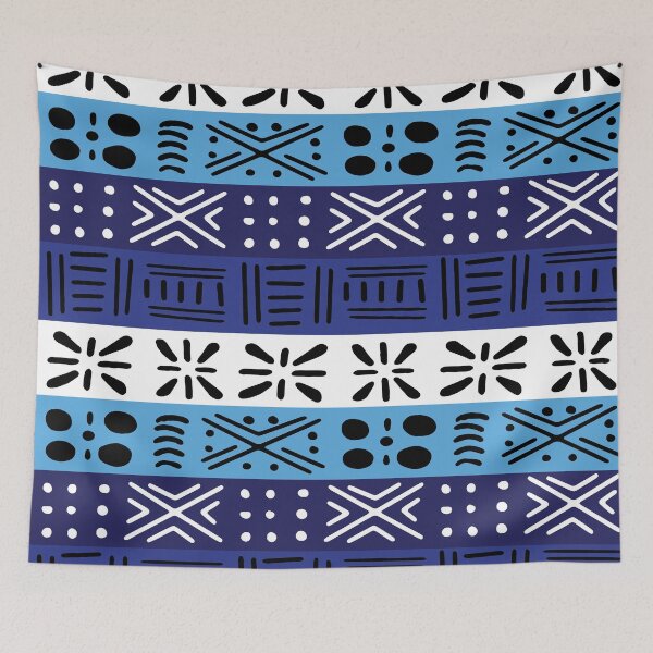 Item preview, blue African ethnic tribal bogolan designed and sold by Wolagno.