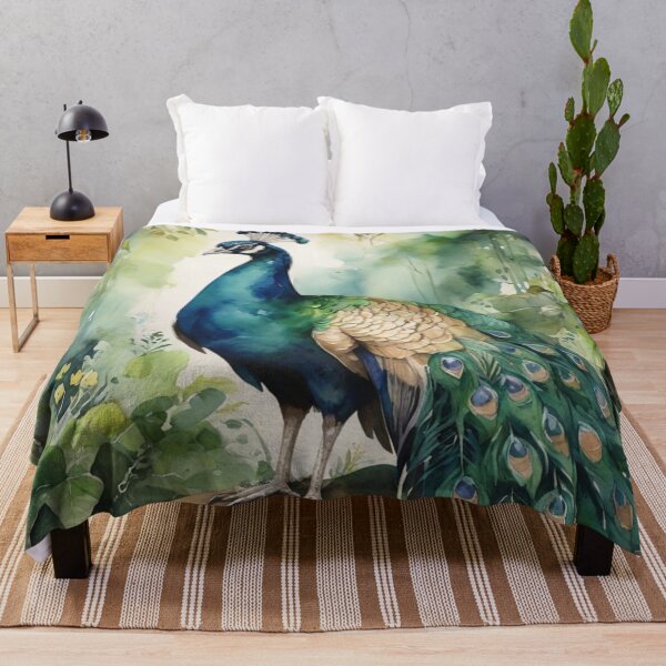 Artikelvorschau, Pfau in der Aquarellmalerei des grünen Waldes entworfen und verkauft von shokA Design.
