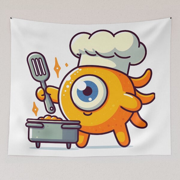 Item preview, Kawaii Sunny Cyclops With A Chef'S Hat Cooking designed and sold by CanvasCutie.