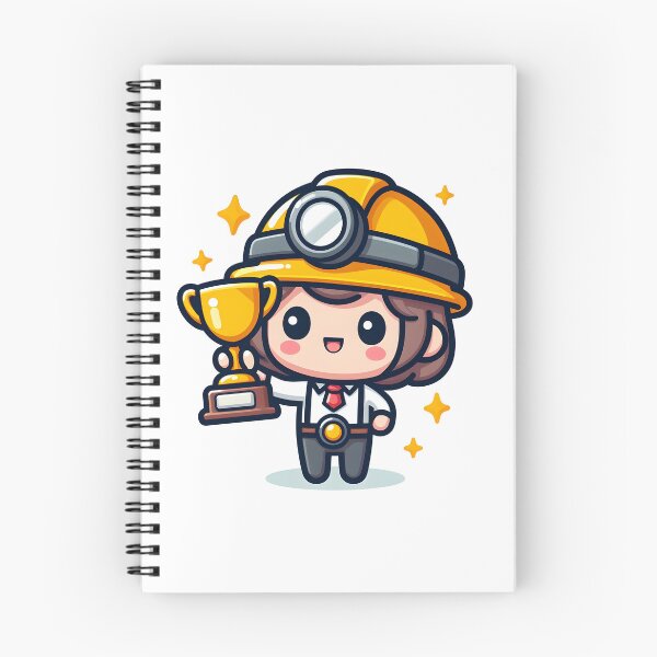 Item preview, Kawaii Miner With A Trophy And A Safety Helmet designed and sold by CanvasCutie.