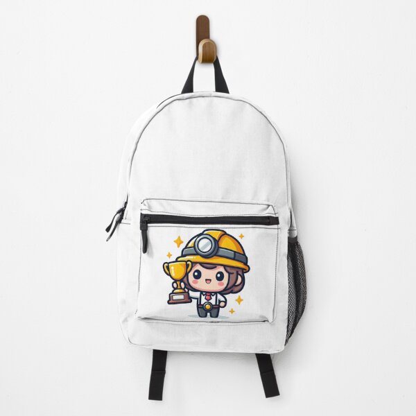 Item preview, Kawaii Miner With A Trophy And A Safety Helmet designed and sold by CanvasCutie.