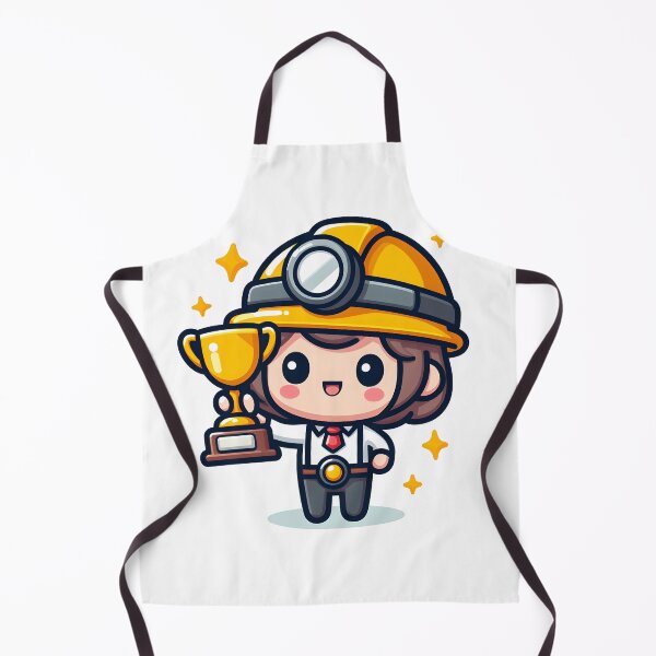Item preview, Kawaii Miner With A Trophy And A Safety Helmet designed and sold by CanvasCutie.