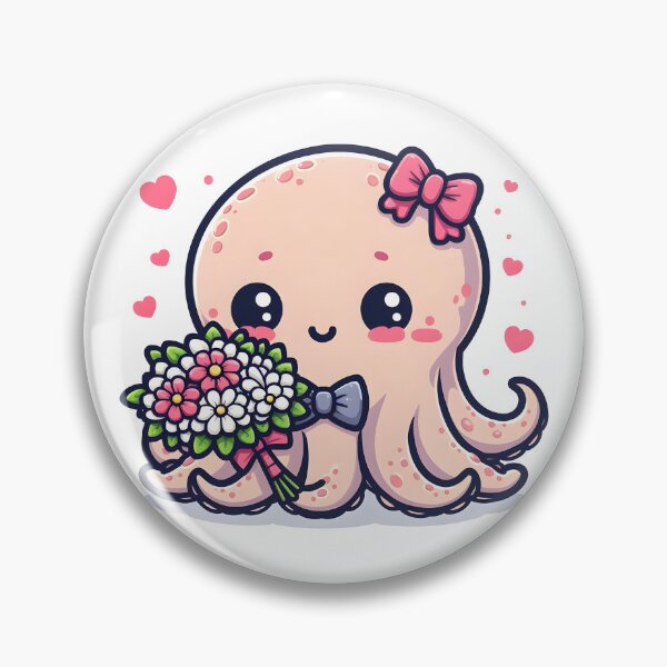 Item preview, Kawaii Blushing Kraken With A Cute Bow Tie designed and sold by CanvasCutie.