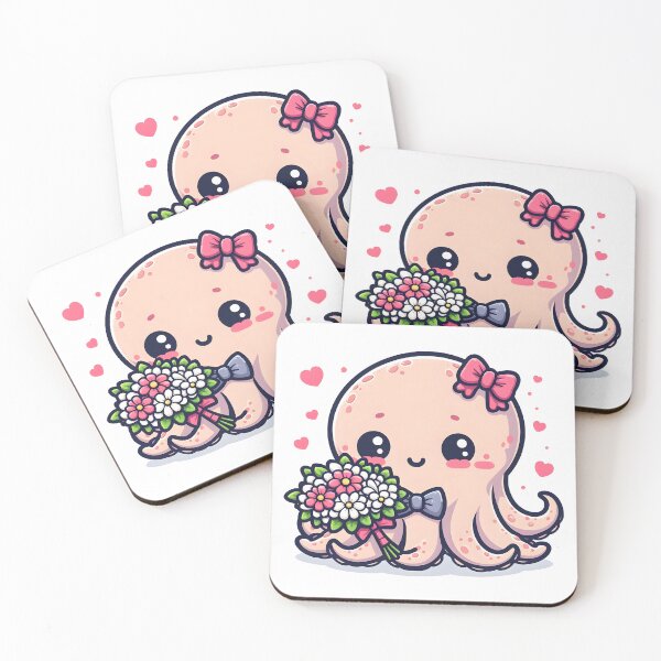 Item preview, Kawaii Blushing Kraken With A Cute Bow Tie designed and sold by CanvasCutie.