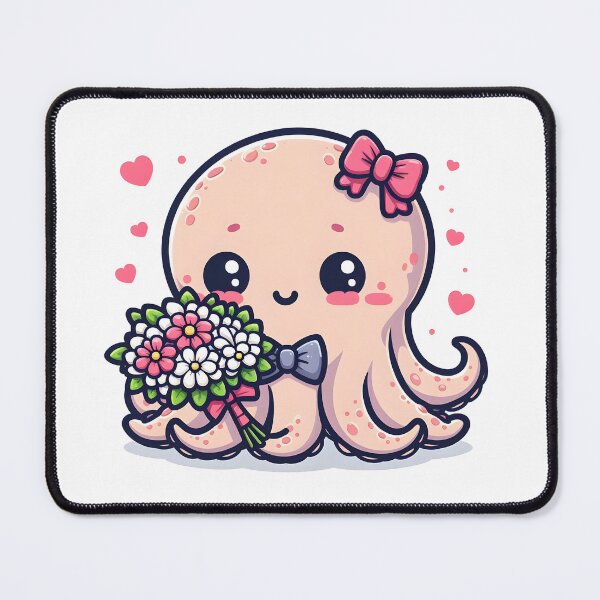 Item preview, Kawaii Blushing Kraken With A Cute Bow Tie designed and sold by CanvasCutie.