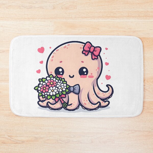 Item preview, Kawaii Blushing Kraken With A Cute Bow Tie designed and sold by CanvasCutie.