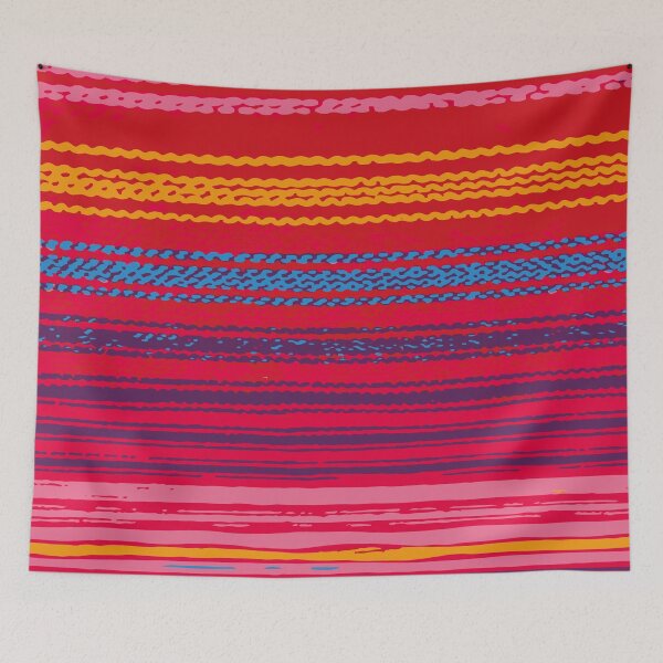 Item preview, Hot pink rainbow stripes mexican sarape blanket vibrant poncho  designed and sold by T-Mex.