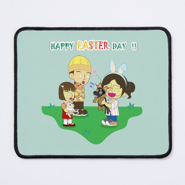 Item preview, Happy easter's day, Easter Bunny, Girl show off her puppy, Ruby the German shepherd greet new friends, children throng to see the puppy, cute GSD, cute dog, dog lover, little Alsatian, Alsatian lover. designed and sold by Figaro-17.