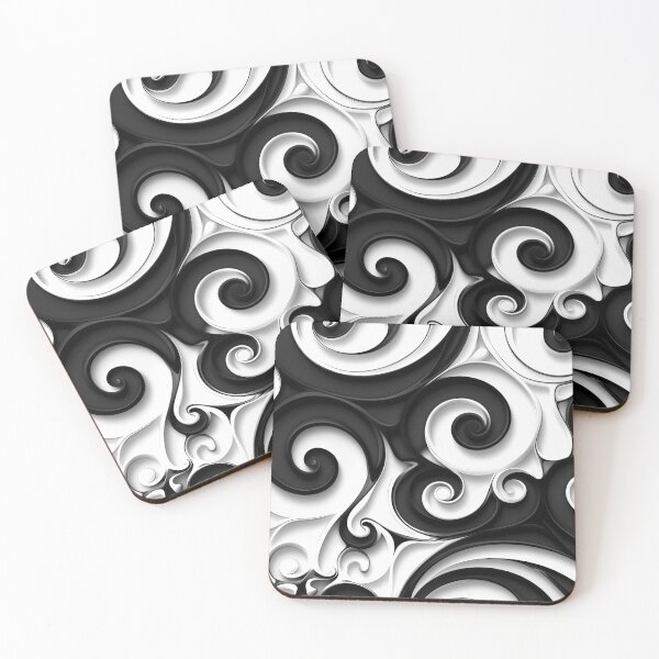 Item preview, Abstract black and white swirl pattern, caravaggesque, rococo whimsy designed and sold by Margival.