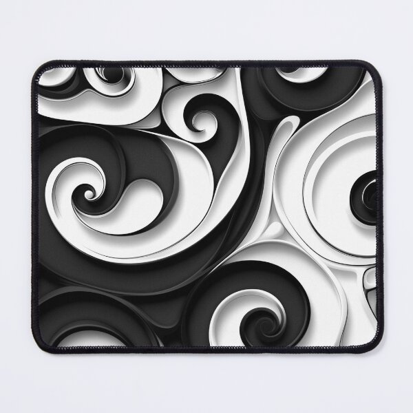 Item preview, Abstract black and white swirl pattern, caravaggesque, rococo whimsy designed and sold by Margival.