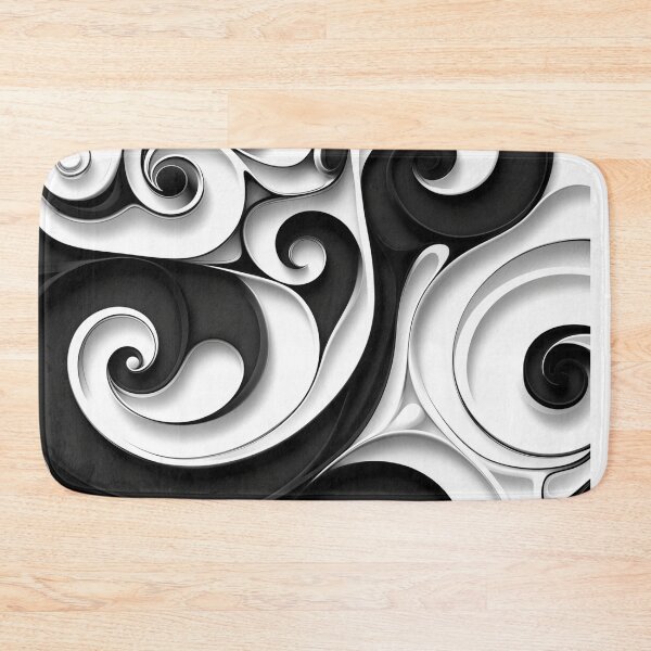 Item preview, Abstract black and white swirl pattern, caravaggesque, rococo whimsy designed and sold by Margival.