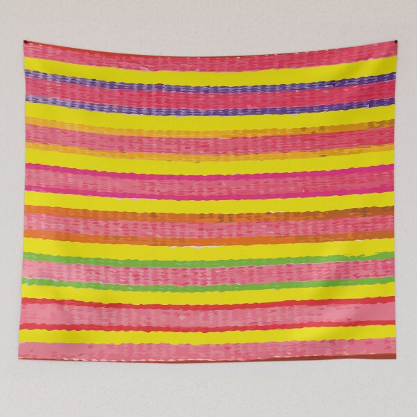 Item preview, Watercolor textile mexican folk art serape blanket maximalist stripes pastel colors designed and sold by T-Mex.