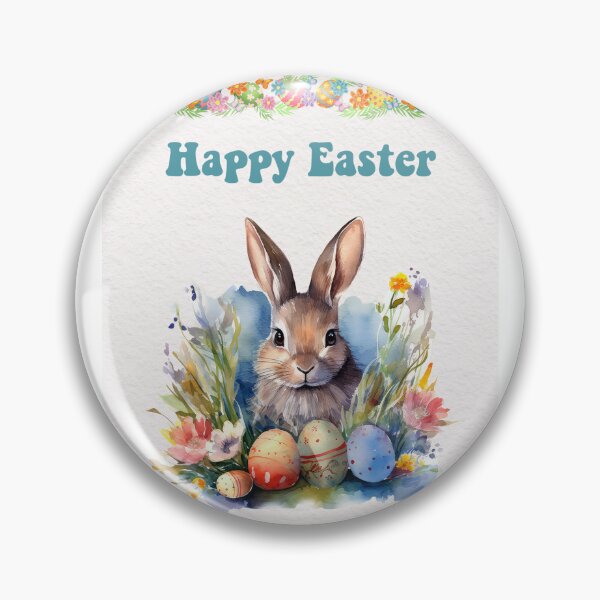 Item preview, Easter card with watercolor Cute Easter Bunny in easter basket with easter eggs and flowers designed and sold by Createya.