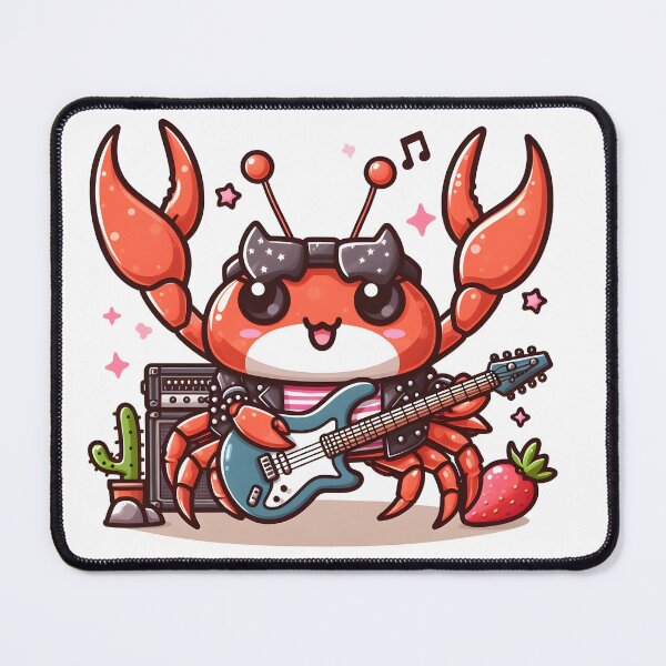 Item preview, Kawaii Crab: A Rockstar Outfit And Guitar designed and sold by CanvasCutie.