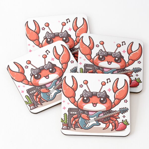 Aperçu de l'œuvre Kawaii Crab : une tenue et une guitare Rockstar créée et vendue par CanvasCutie.