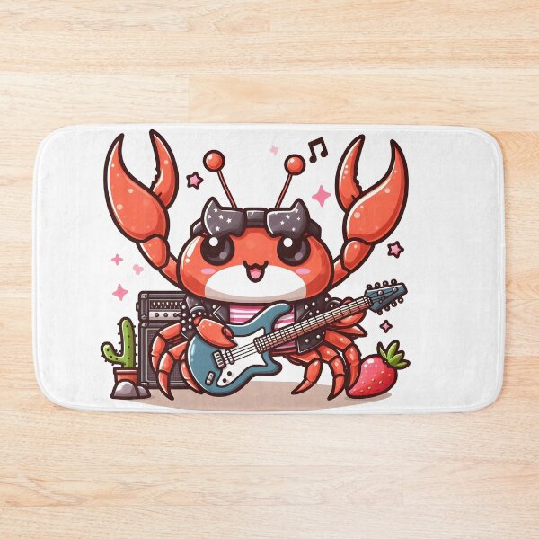 Aperçu de l'œuvre Kawaii Crab : une tenue et une guitare Rockstar créée et vendue par CanvasCutie.