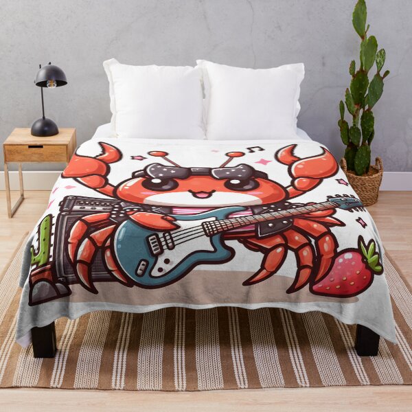 Item preview, Kawaii Crab: A Rockstar Outfit And Guitar designed and sold by CanvasCutie.