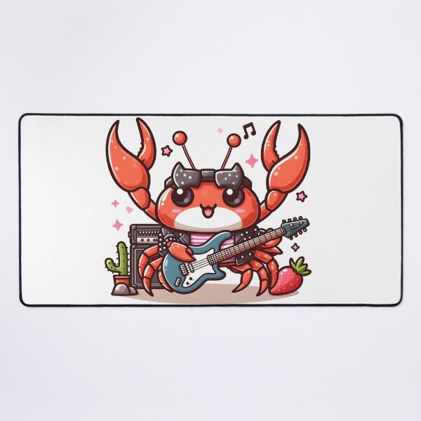 Item preview, Kawaii Crab: A Rockstar Outfit And Guitar designed and sold by CanvasCutie.