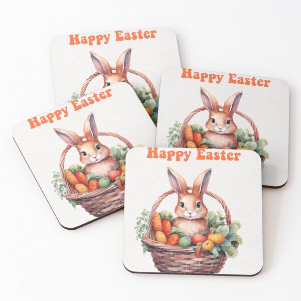 Item preview, Easter card with watercolor Cute Easter Bunny in easter basket with easter eggs and flowers designed and sold by Createya.
