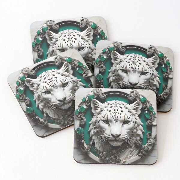 Item preview, White Leopard With Emeralds designed and sold by ThralStore.