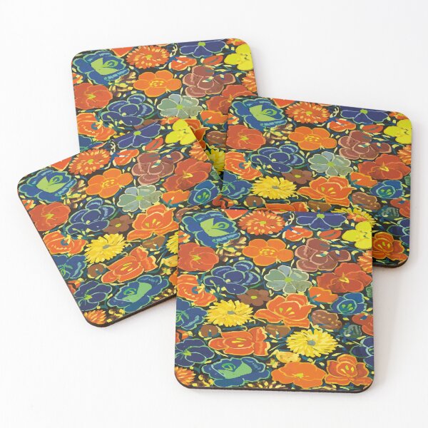 Item preview, Indigo orange mexican flowers handmade dopamine decor designed and sold by T-Mex.