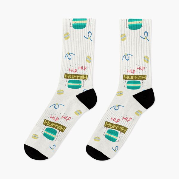 Item preview, Hip Hip Hurrah and happy macarons | teal blue yellow  designed and sold by Ingrid Poole.