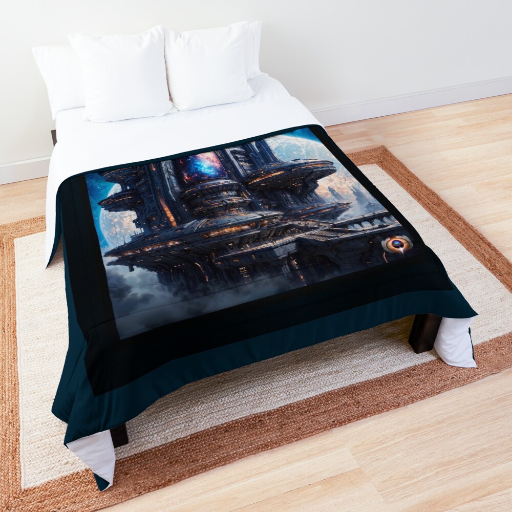 The Klorian Metropolis Mesmerizing AI Concept Sci-Fi Art by Xzendor7 Decorative Comforter