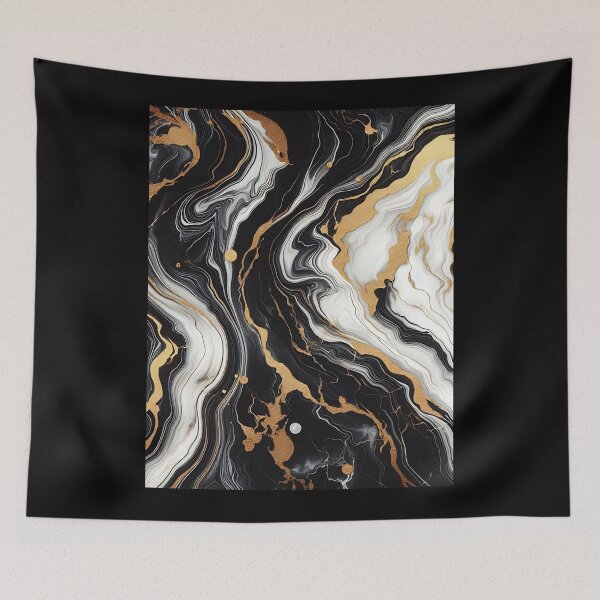 Item preview, Black and gold swirl of marble print designed and sold by PrintsQuarter.