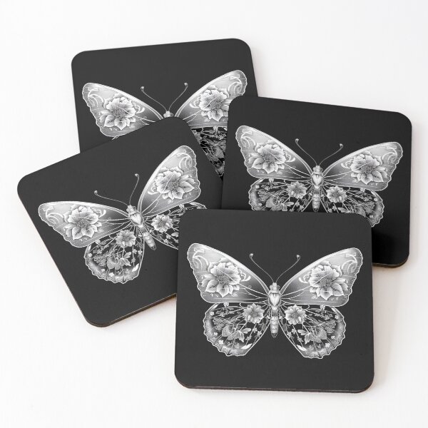 Item preview, Black and white flower butterfly print designed and sold by dcrc.