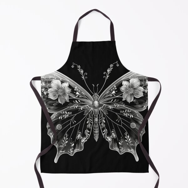 Item preview, black and white flower butterfly print designed and sold by dcrc.