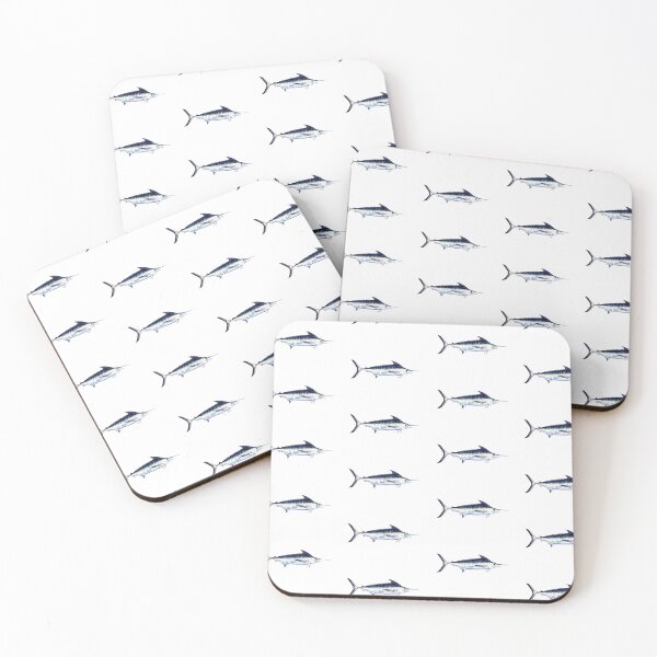 Item preview, Blue Marlin Watercolor + Pattern (no titling) designed and sold by Melissa  MacMichael Art + Design.