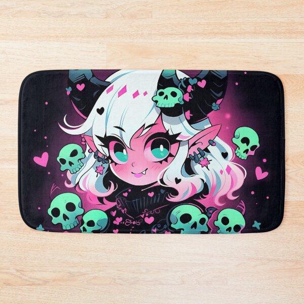 Item preview, Dark and Neon Skull Love Anime Girl designed and sold by bubblegoth.