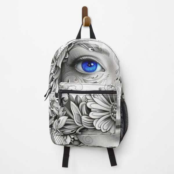 Item preview, An abstract portrait of a blue eyed woman with flowers designed and sold by Margival.
