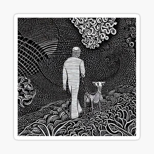 Item preview, Man walks dog into the mist designed and sold by George Hutton Hunter.