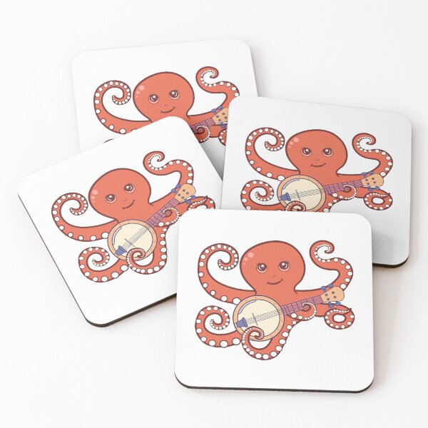 Item preview, Adorable Octopus Playing Banjo Cartoon designed and sold by RayanPod.