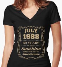 July 1988 Sunshine mixed Hurricane Women's Fitted V-Neck T-Shirt