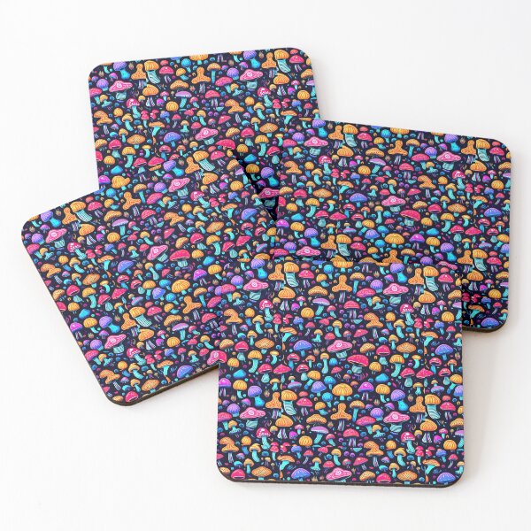 Item preview, Neon Magical Mushrooms Pattern 002 designed and sold by HancockArtisans.