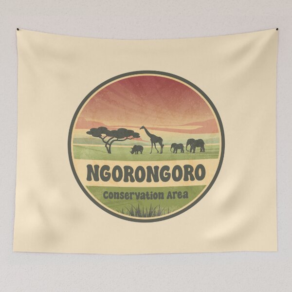 Item preview, Ngorongoro Conservation Area Tanzania Vintage Safari Graphic designed and sold by CynthiaGraphics.