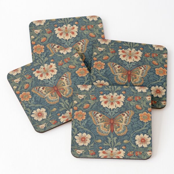 Artikelvorschau, Von William Morris inspirierter Schmetterlingsdruck entworfen und verkauft von saywhatcreative.