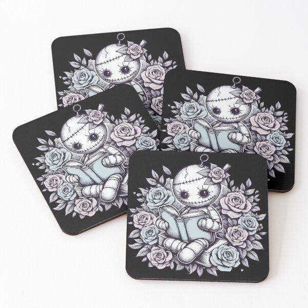 Item preview, Cute Pastel Goth Voodoo Doll Reading Book designed and sold by TomFrontierArt.