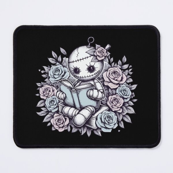 Item preview, Cute Pastel Goth Voodoo Doll Reading Book designed and sold by TomFrontierArt.