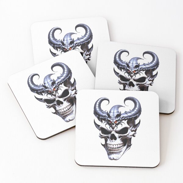 Item preview, Demon skull with metal horns designed and sold by MadinaFatt.