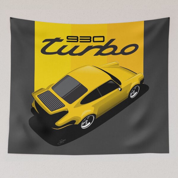Item preview, Porsche 930 Illustration Yellow turbo designed and sold by blackdogshop.