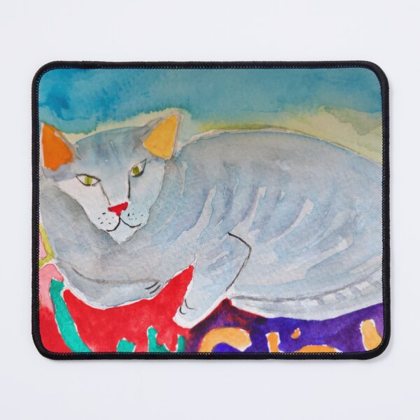 Item preview, Gray Cat in Watercolor by SassEsnacks designed and sold by SassE Art by Jane SissEsnacks.