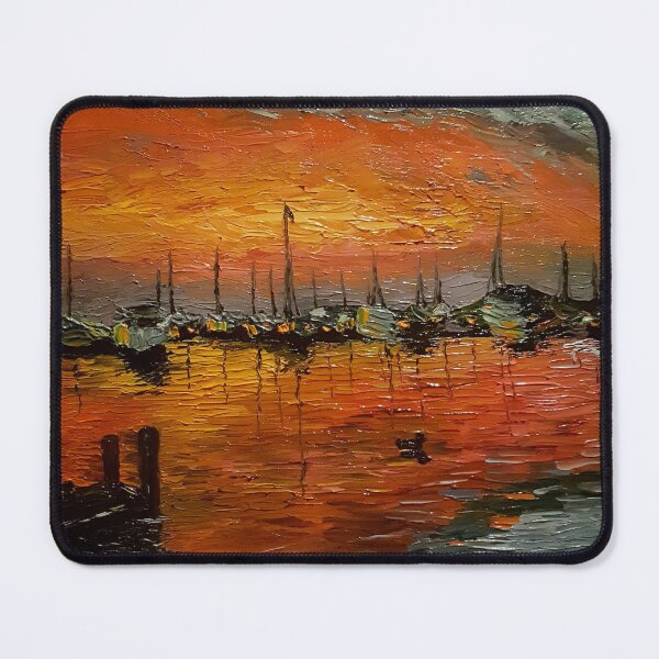 Item preview, Sunset, Boats on Water, Oil Painting designed and sold by BlueCherryArtCo.