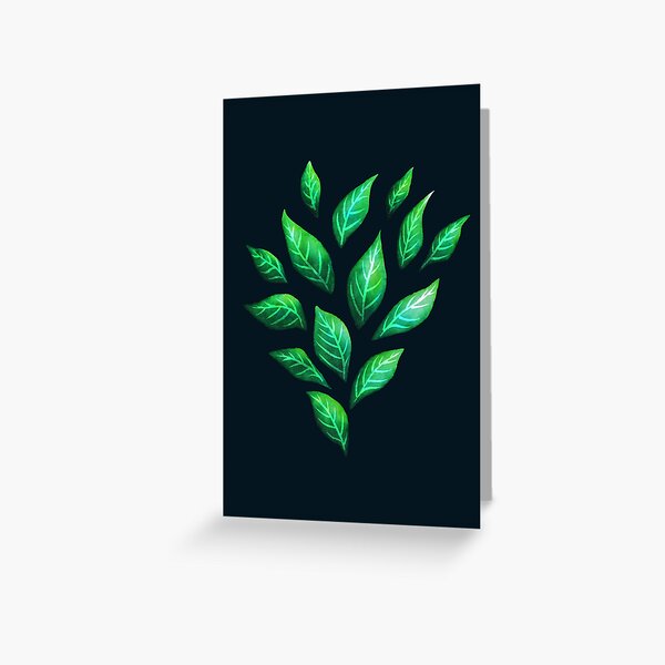 Dark Abstract Green Leaves Greeting Card
