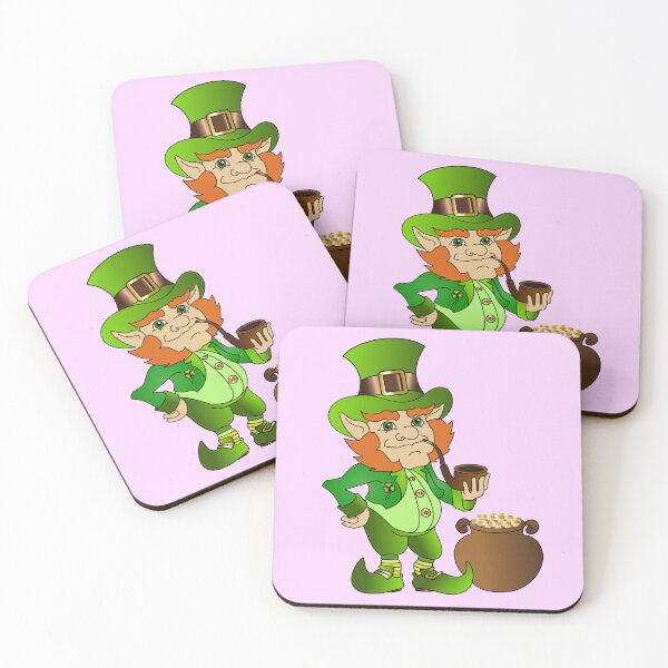 Item preview, Saint Patrick's Day, a leprechaun in a hat with a pipe near a pot full of gold designed and sold by JaroDesign2023.