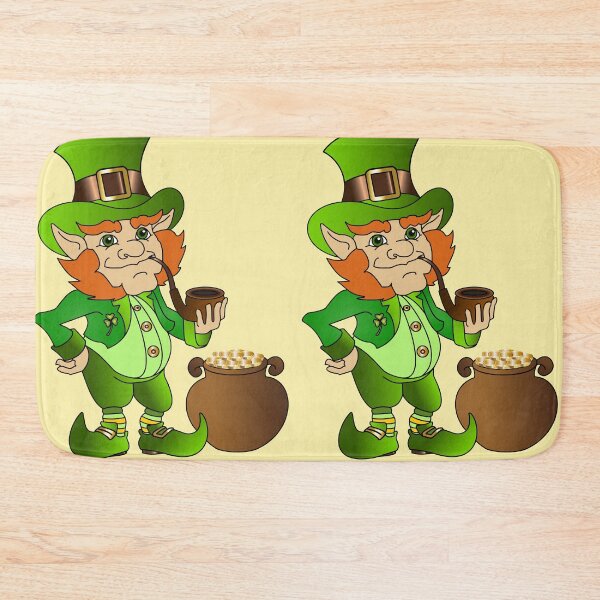 Item preview, Saint Patrick's Day, a leprechaun in a hat with a pipe near a pot full of gold designed and sold by JaroDesign2023.