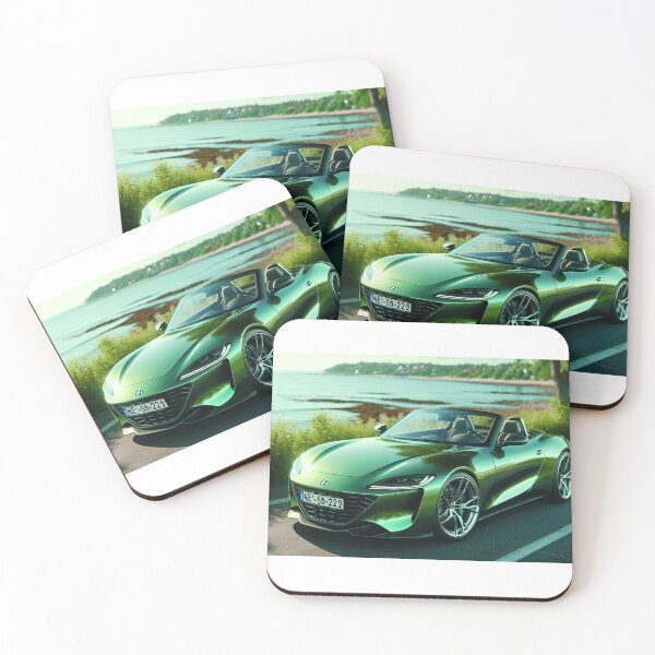 Item preview, Luxury green convertible car parked next to a peaceful seaside. designed and sold by Fredceri01.